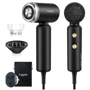 •Supgaliy• Mini High-Speed Ionic Dual Voltage Hairdryer w Accessories